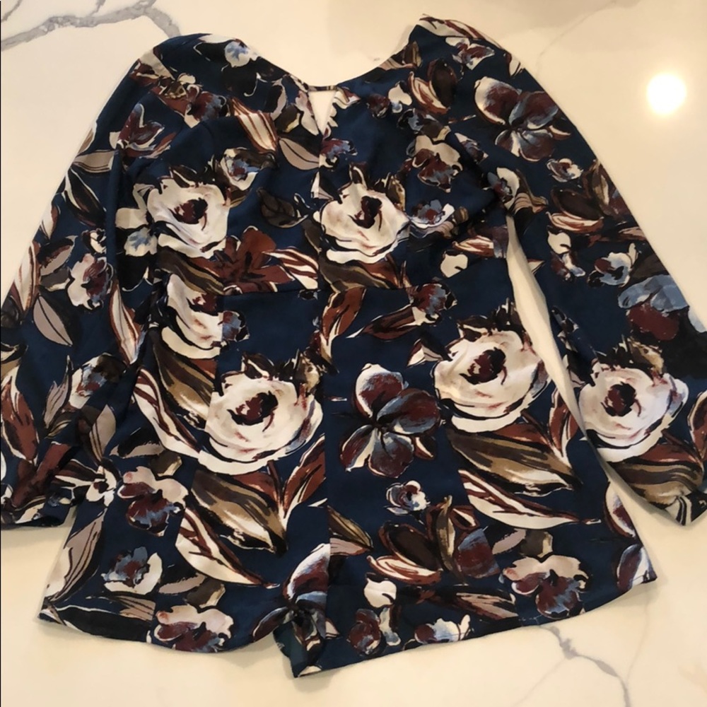 Dry Goods Teal Floral Long Sleeve Romper